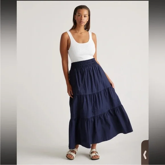 Quince Classic Cotton Navy Poplin Maxi Skirt size medium EUC - Picture 5 of 13